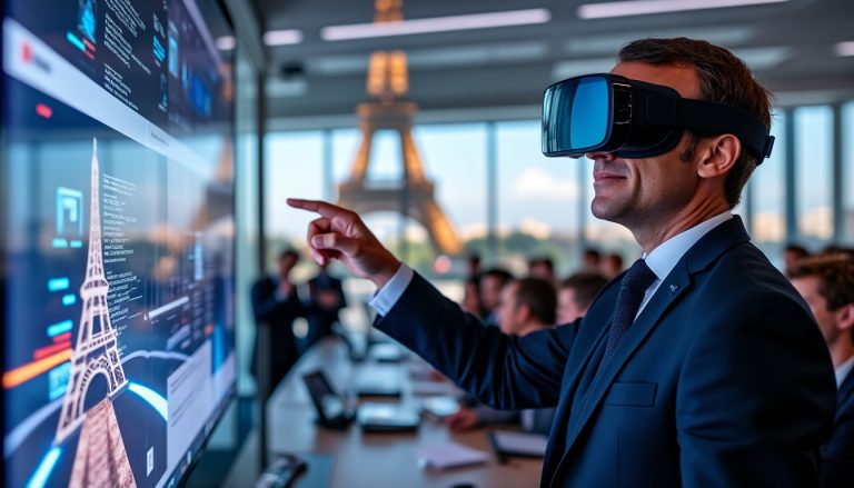 découvrez comment emmanuel macron fait ses premiers pas dans la réalité virtuelle avec l’apple vision pro. analyse de cette immersion et de ses enjeux en france.