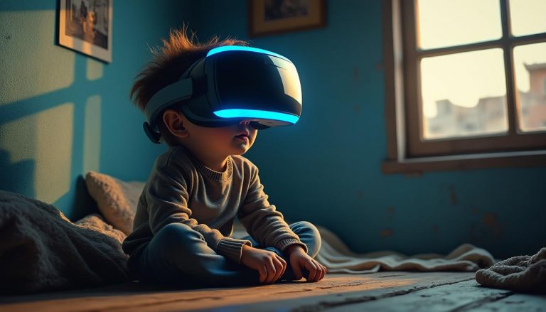 à gaza, un casque de réalité virtuelle offre une expérience apaisante aux enfants traumatisés, aidant à atténuer leur stress et à favoriser leur bien-être émotionnel.