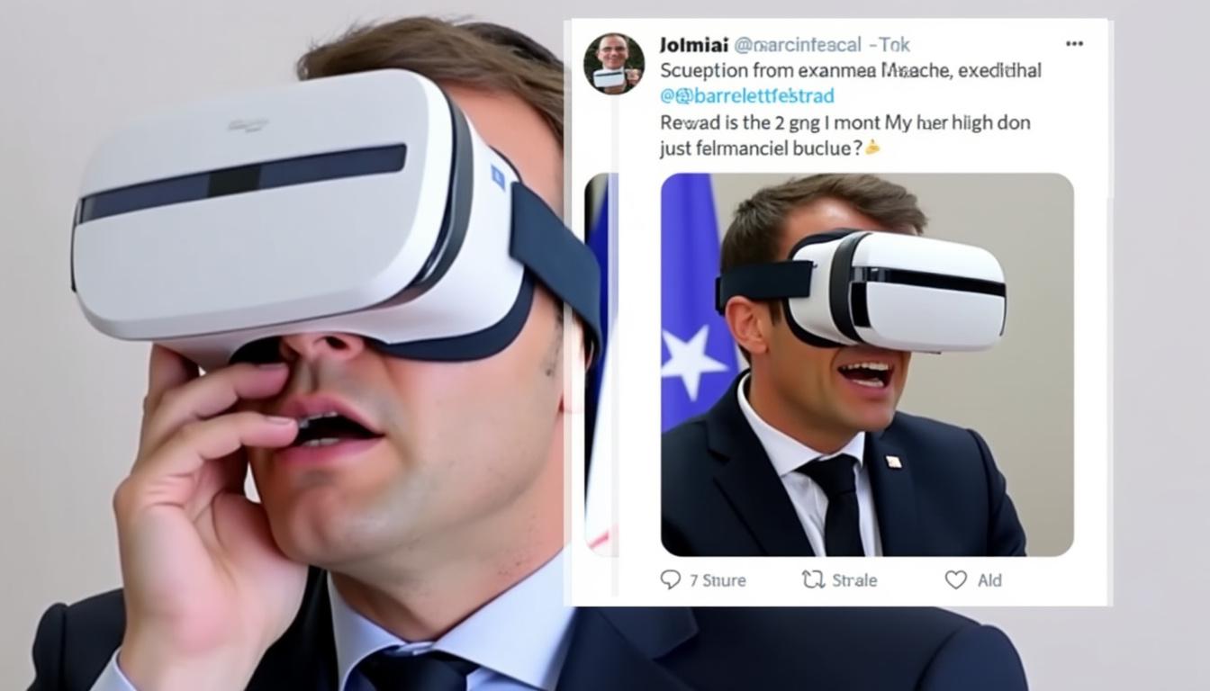 découvrez comment une vidéo de macron portant un casque vr suscite l'hilarité et les sarcasmes sur les réseaux sociaux, mélangeant technologie et humour viral.