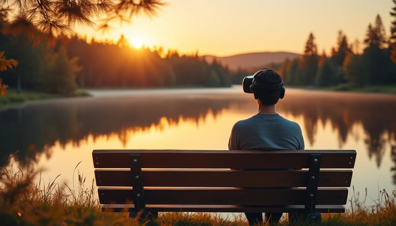 découvrez l'aventure immersive de françois au bord du lac d'aix, explorant de nouveaux mondes fascinants grâce à son casque de réalité virtuelle.