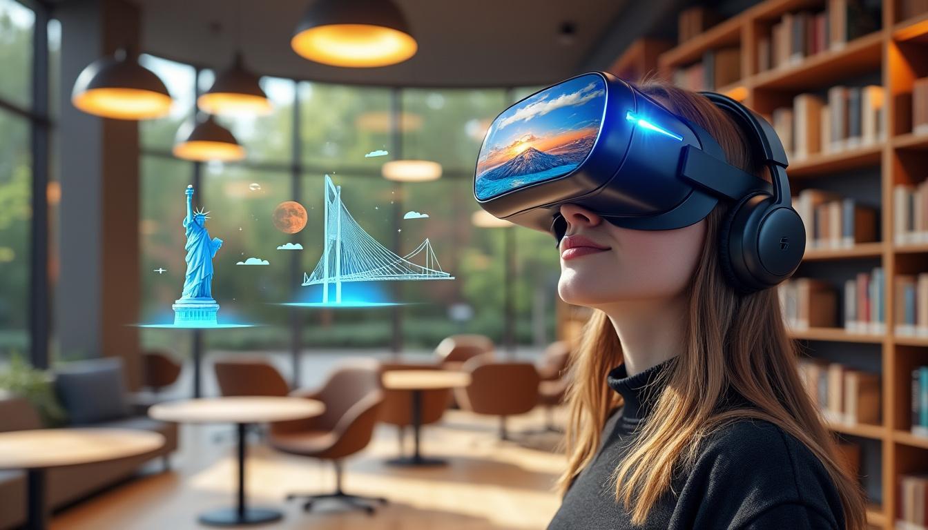 plongez dans une expérience immersive de réalité virtuelle à la médiathèque des vosges et découvrez les états-unis depuis vittel de manière innovante et captivante.