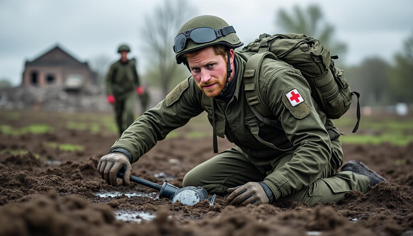 le prince harry suit une formation au déminage à boutcha, en ukraine, trois décennies après ses missions en afghanistan, témoignant de son engagement continu envers les zones de conflit.