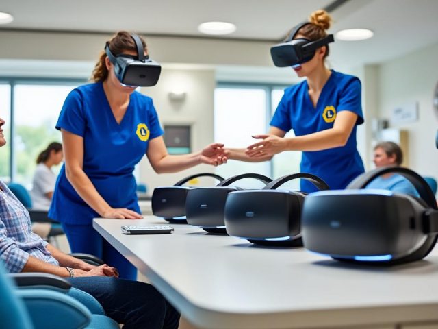 Quatre casques de réalité virtuelle offerts par les Lions équipent l’hôpital de Lannion pour le bien-être de ses patients