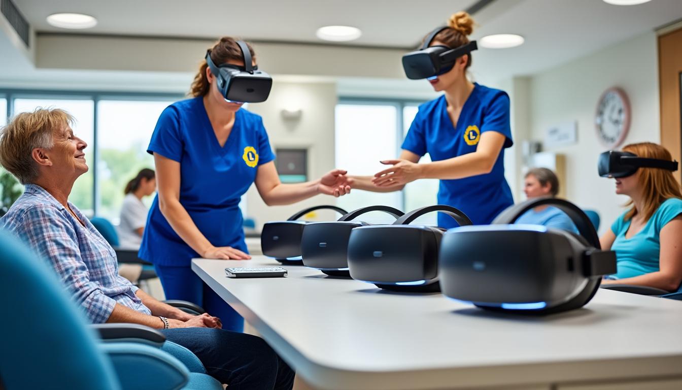 les lions offrent quatre casques de réalité virtuelle à l’hôpital de lannion pour améliorer le bien-être et l'expérience des patients grâce à des technologies immersives innovantes.