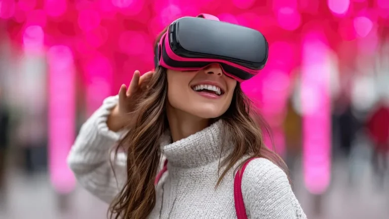 Joueur équipé d'un casque de réalité virtuelle