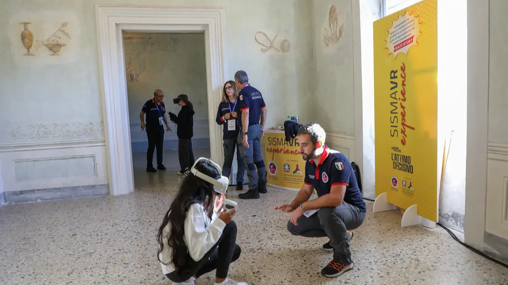 Joueur équipé d'un casque de réalité virtuelle